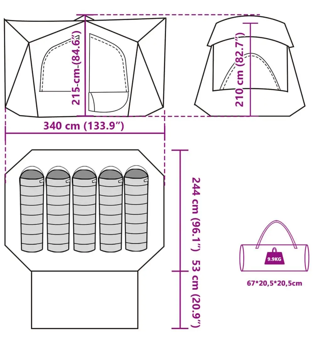 Палатка VidaXL 94754 (Grey/Orange)