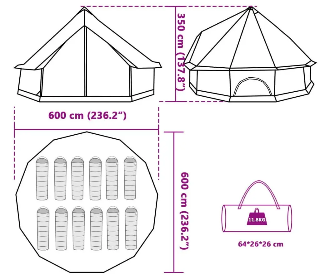 Cort VidaXL Tipi 94591 (Green/Grey)