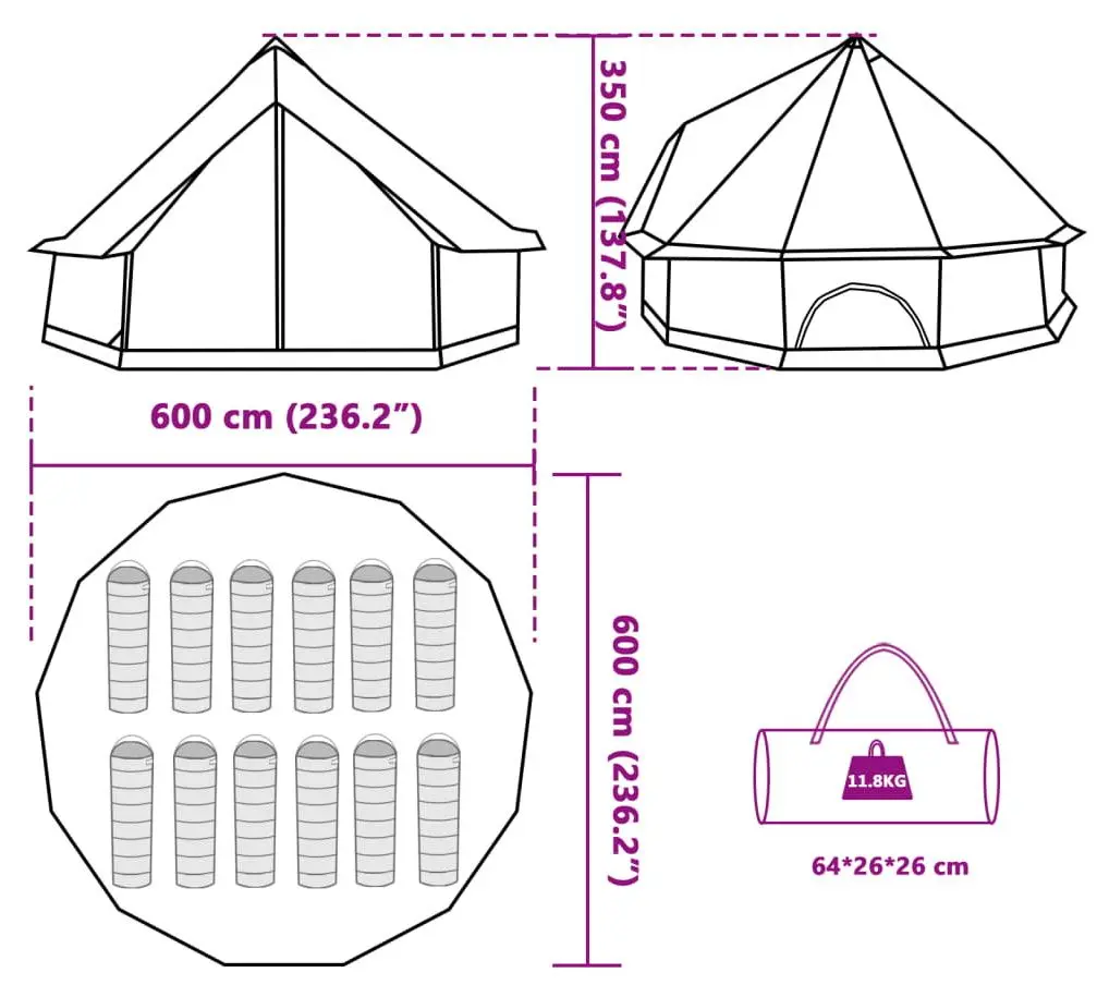 Cort VidaXL Tipi 94593 (Grey/Orange)