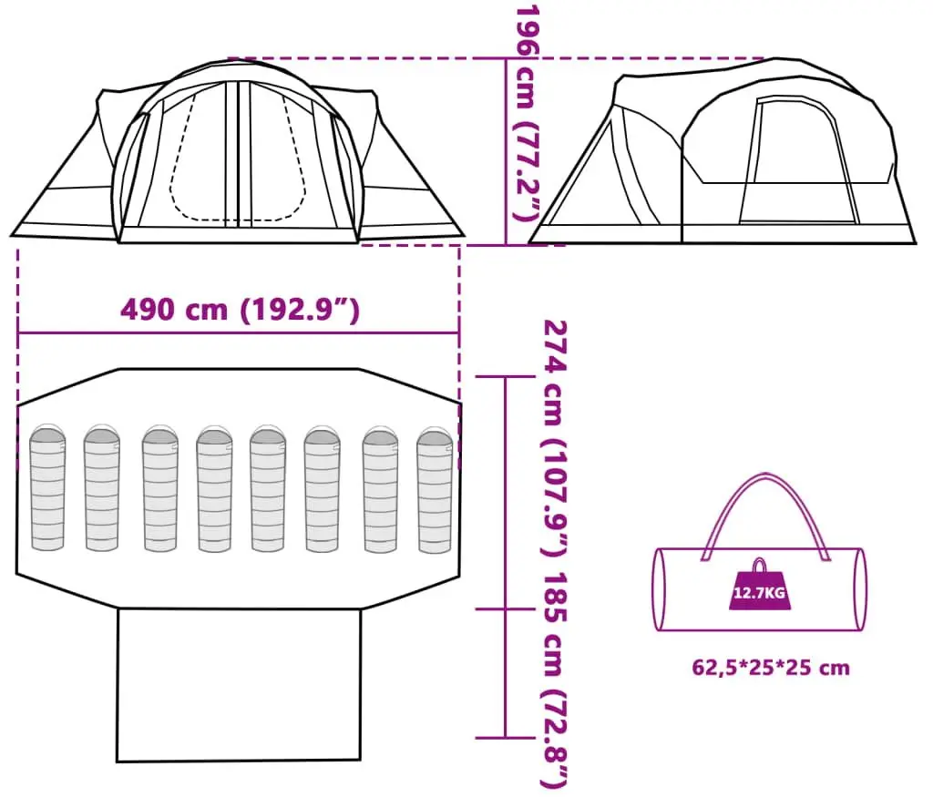 Cort VidaXL Tipi 94737 (Green/Grey)