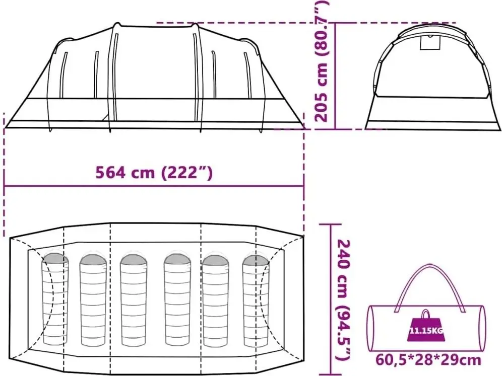 Палатка VidaXL Tunnel 4009416 (Green)