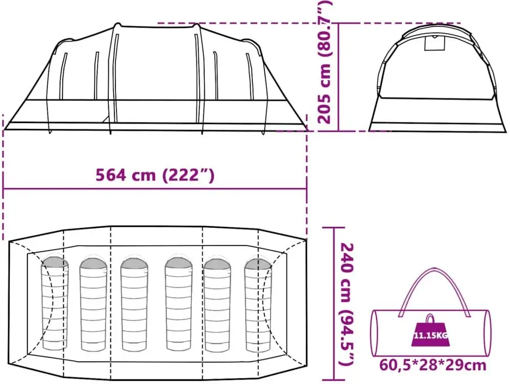 Палатка VidaXL Tunnel 4009417 (Blue) - 8