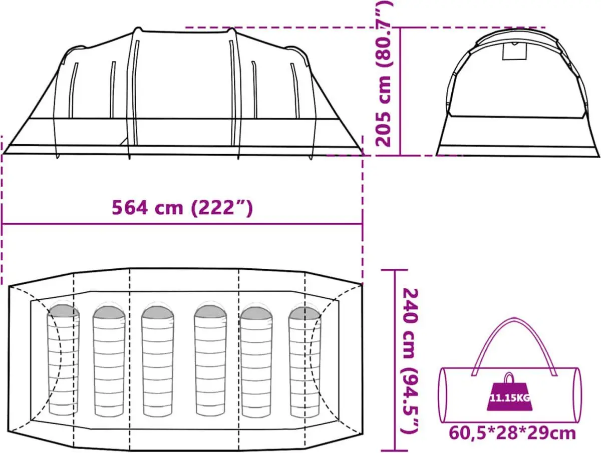 Cort VidaXL Tunnel 4009418 (Grey/Orange) - 8
