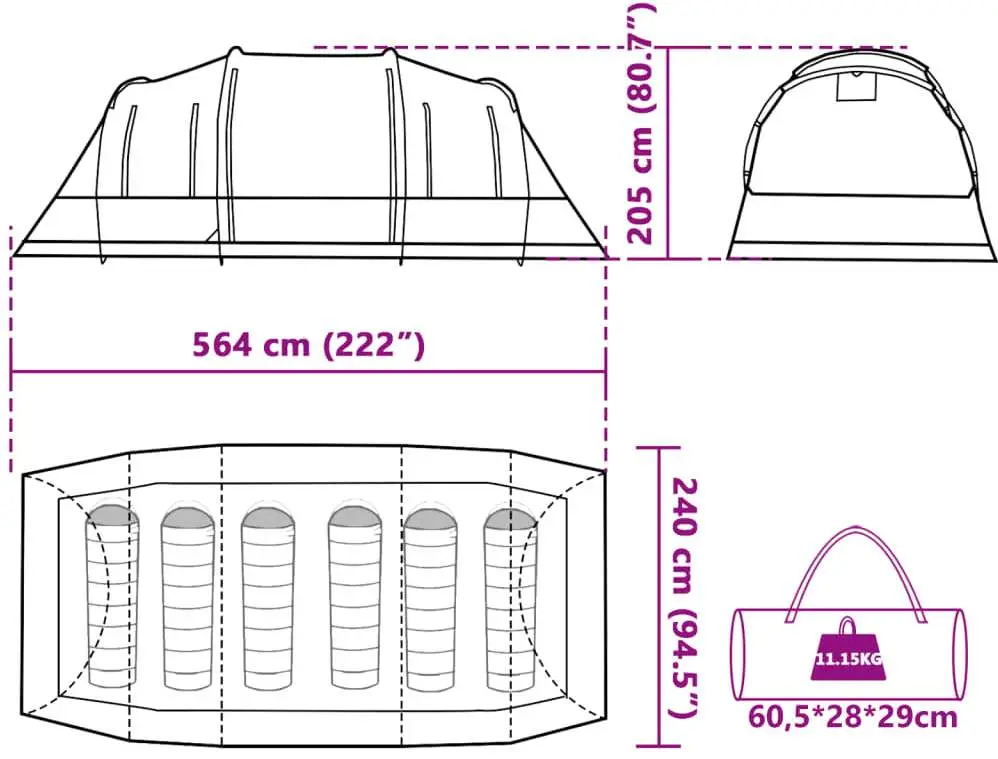 Cort VidaXL Tunnel 4009419 (Olive/Grey)