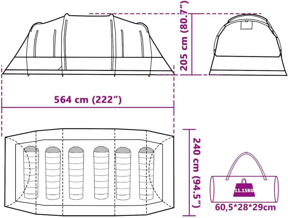 Палатка VidaXL Tunnel 4009420 (Brown) - 7