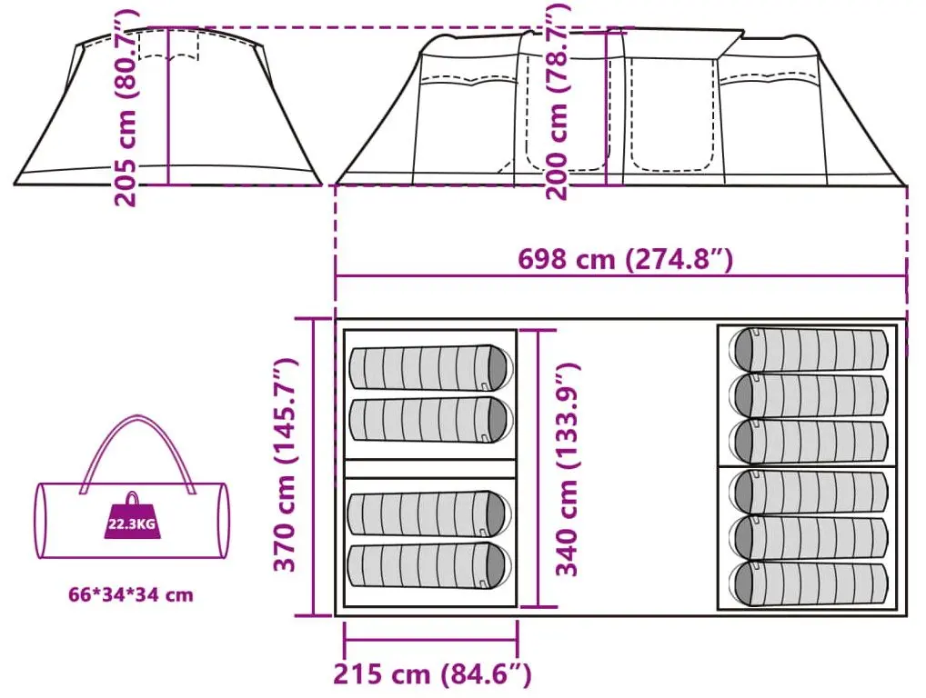 Cort VidaXL Tunnel 94620 (Blue/Grey)