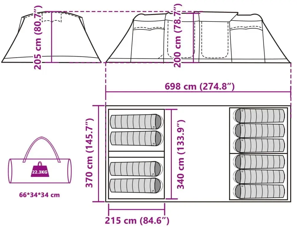 Cort VidaXL Tunnel 94621 (Grey/Orange)
