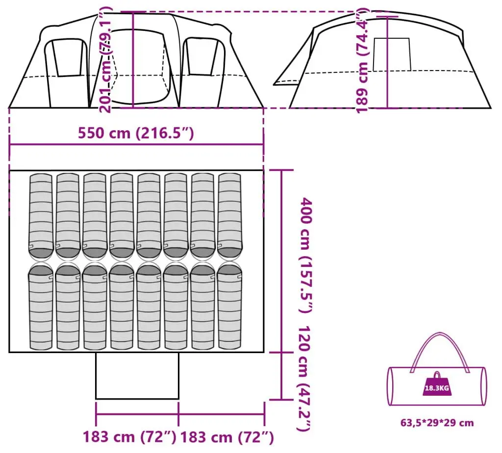 Cort VidaXL Tunnel 94709 (Grey/Orange)