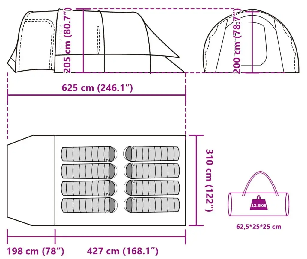 Cort VidaXL Tunnel 94734 (Green/Grey)