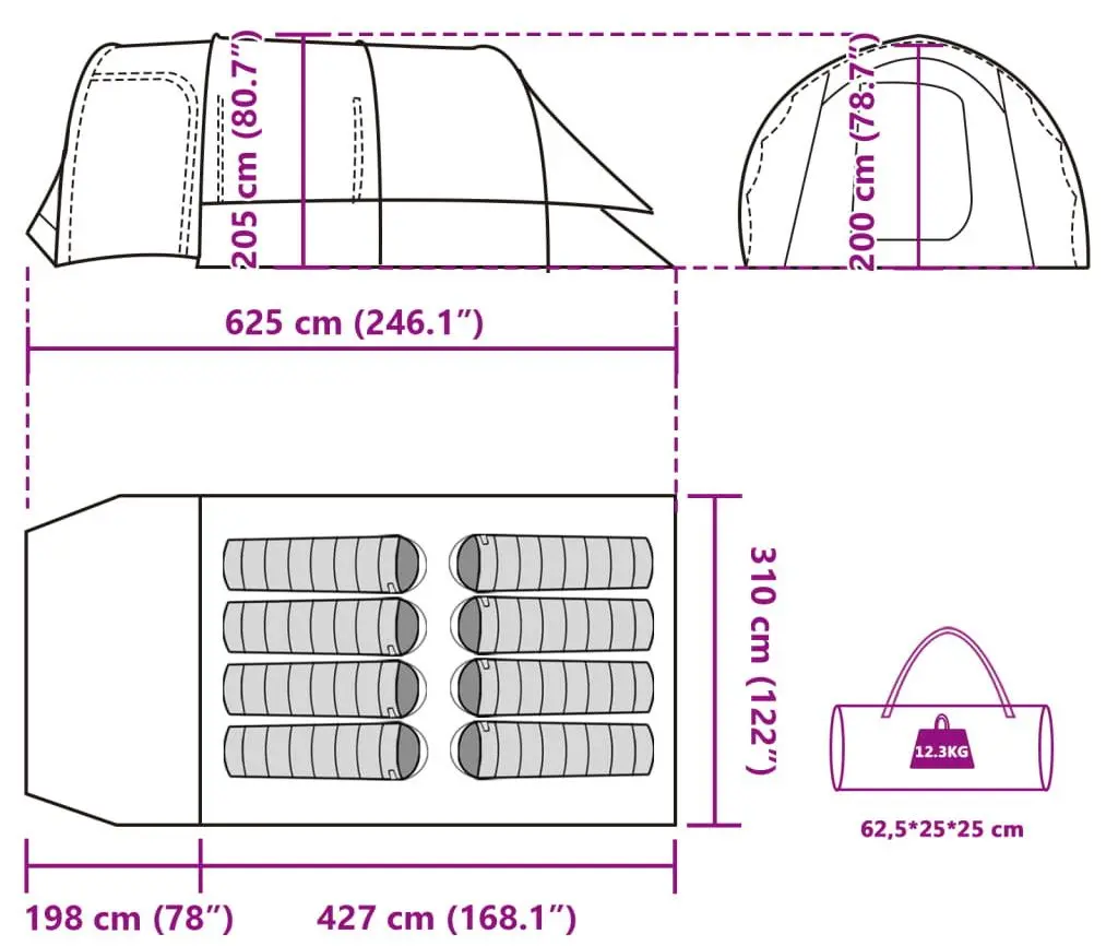 Палатка VidaXL Tunnel 94735 (Blue/Grey)