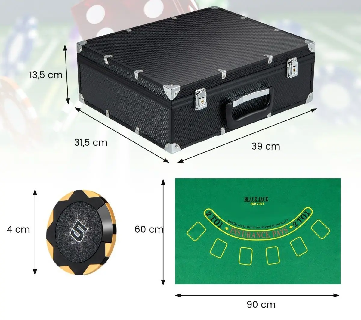 Набор для покера Costway UY10099BK (Black) - 4