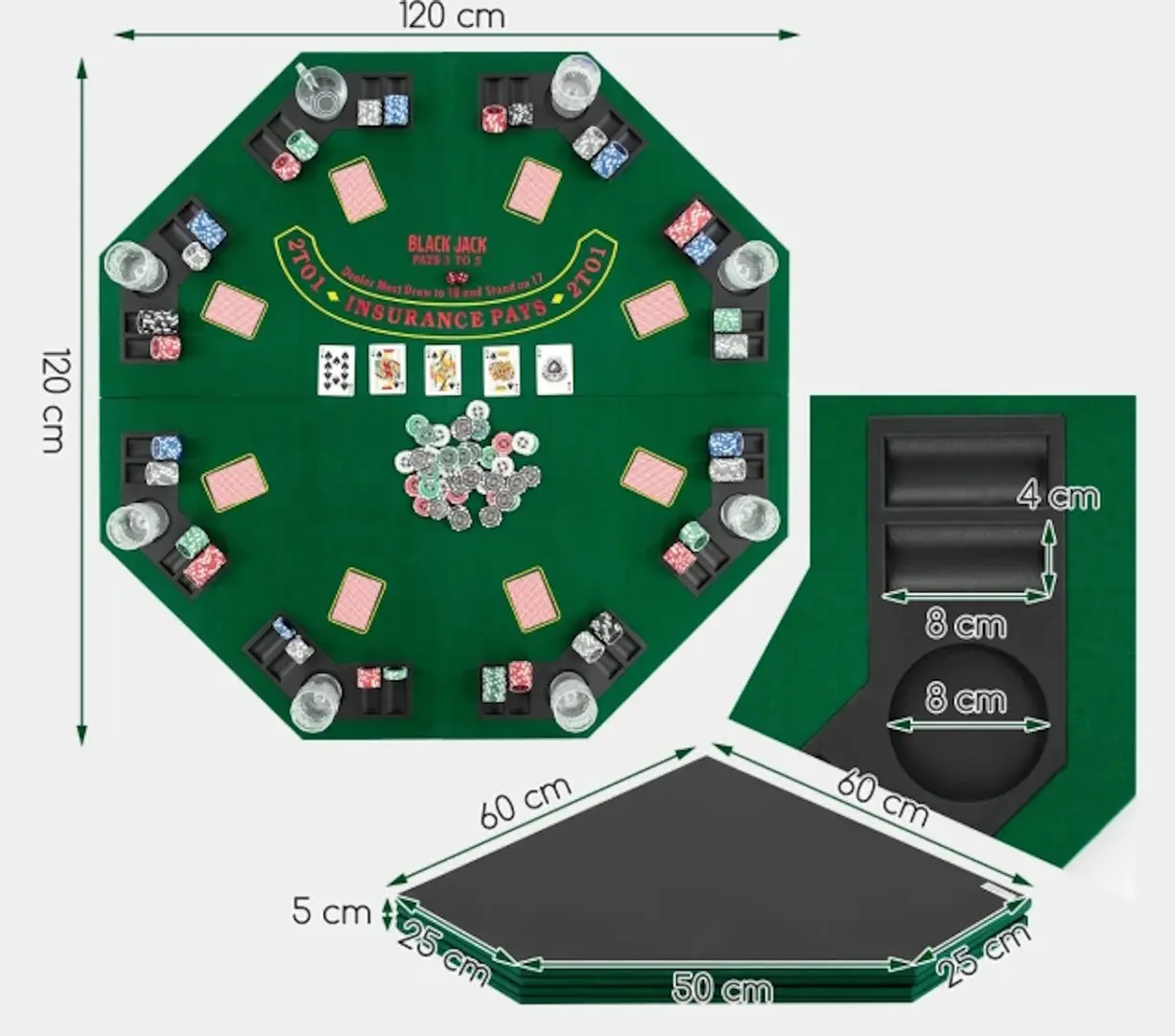 Postav pentru poker Costway UY10154GN (Green)