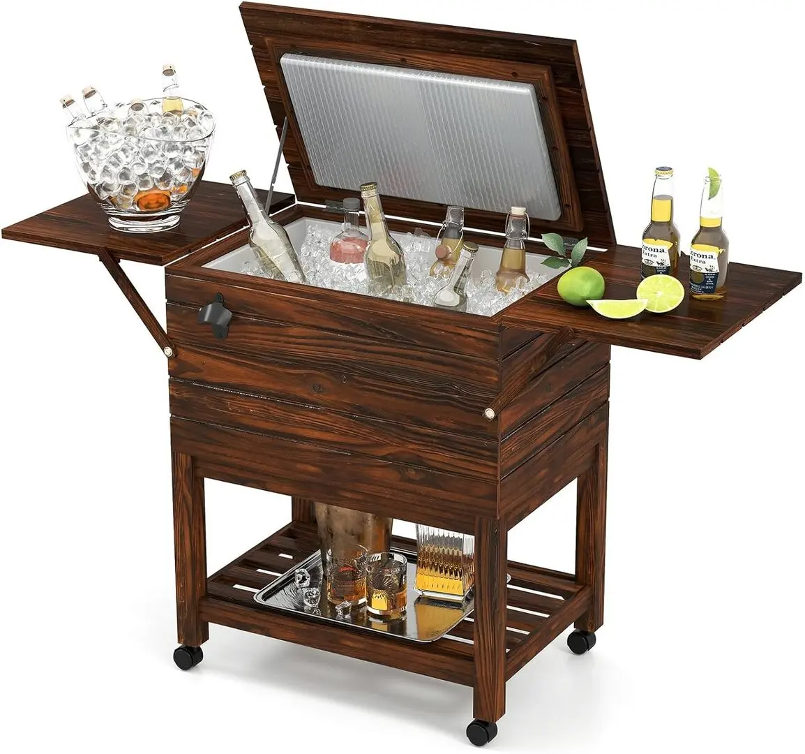 Переносная тележка-холодильник Costway NP12426BN (Brown)