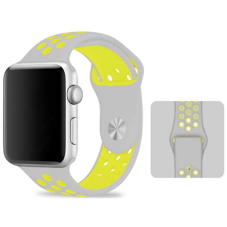 Ремешок для часов Apple Watch Strap Silica gel 42/44 (Gray/Yellow)