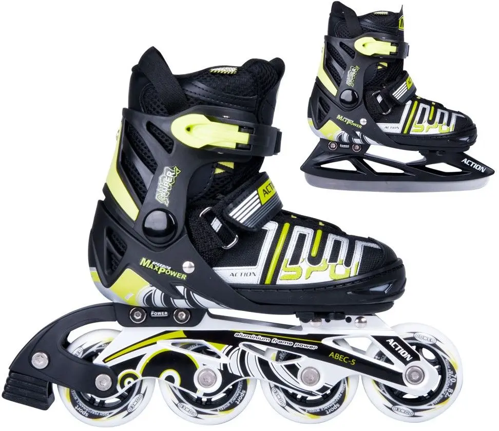 Patine cu rotile Action Olaff 2in1 31-34 (Black/Lime)