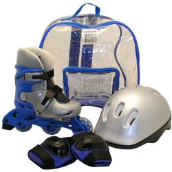 Роликовые коньки + набор защиты DHS Triskate Set M 35-38 (Gray/Blue)