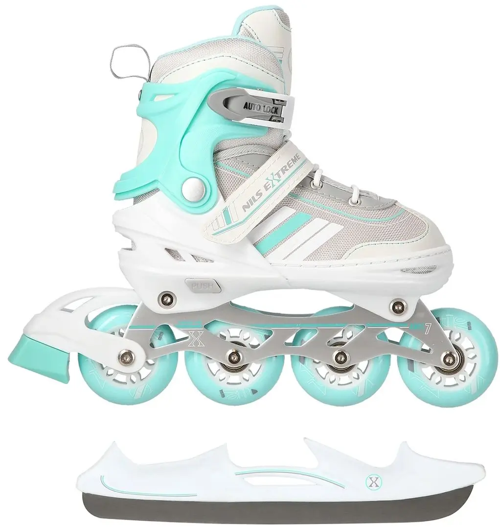 Роликовые коньки 2в1 Nils Extreme NH18188A L 39-43 (White/Blue)