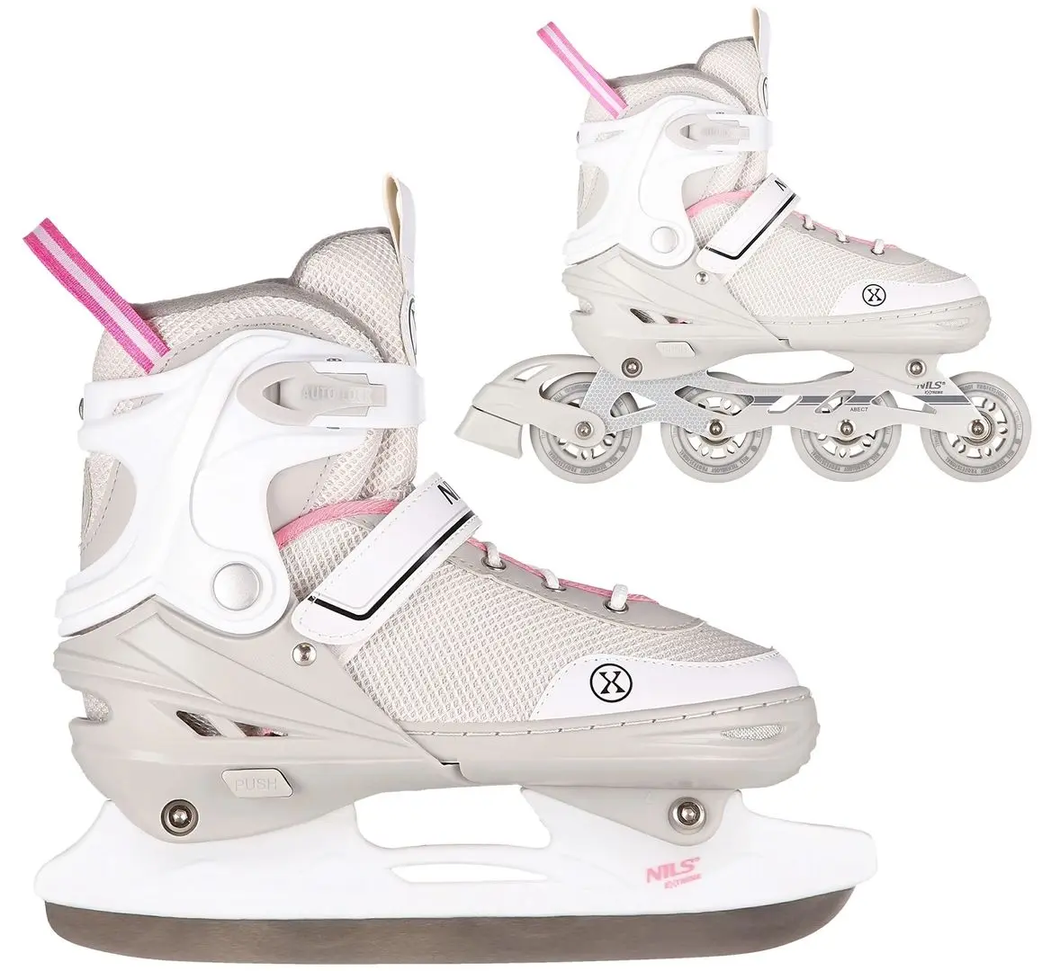 Patine cu rotile 2in1 Nils Extreme NH18188A M 34-38 (Grey/Pink)
