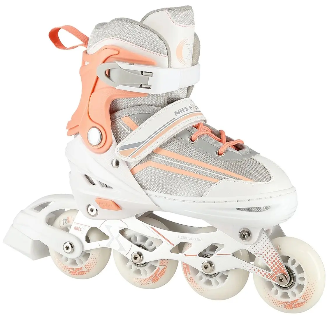 Patine cu rotile 2in1 Nils Extreme NH18190 M 34-38 (White/Pink)
