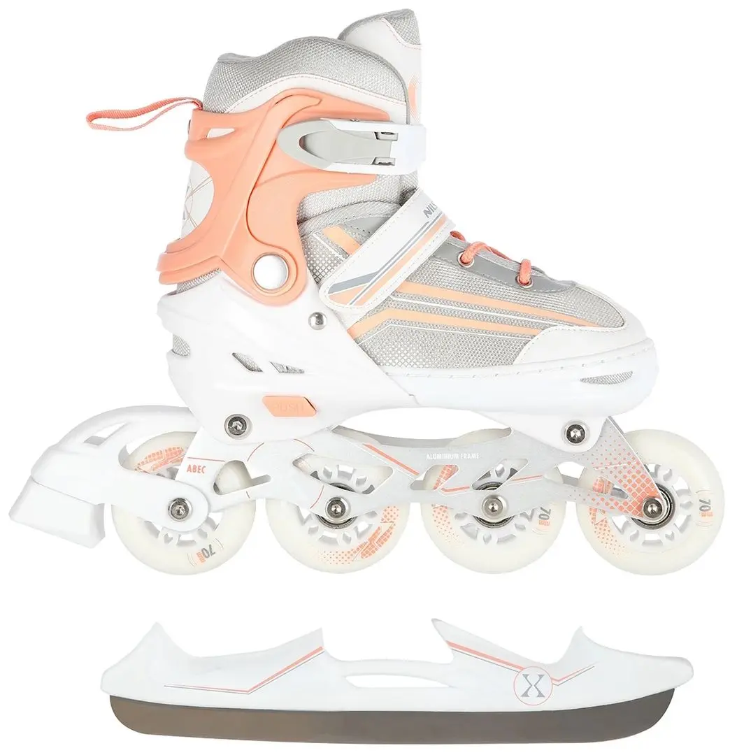 Patine cu rotile 2in1 Nils Extreme NH18190 M 34-38 (White/Pink)