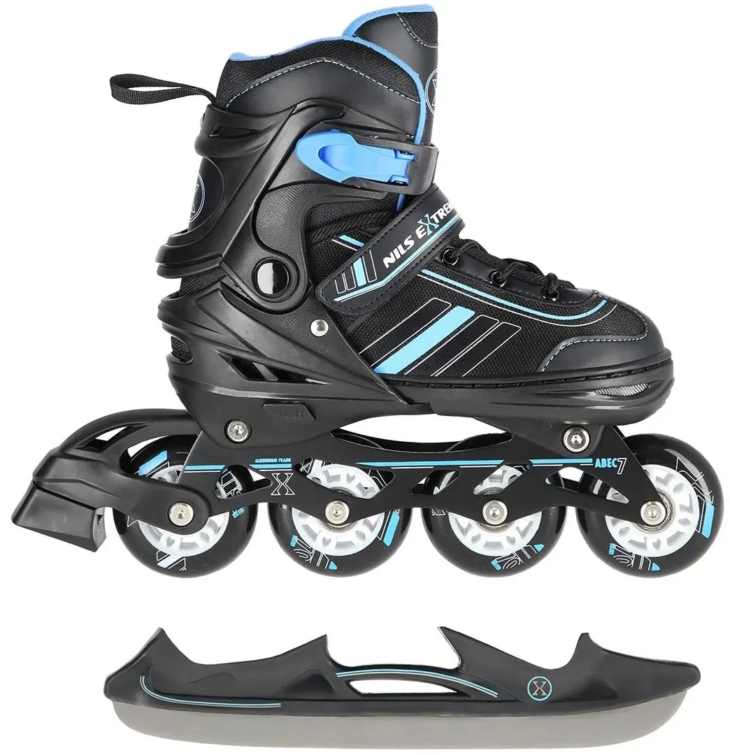 Роликовые коньки 2в1 Nils Extreme NH18191 M 34-38 (Black/Blue)