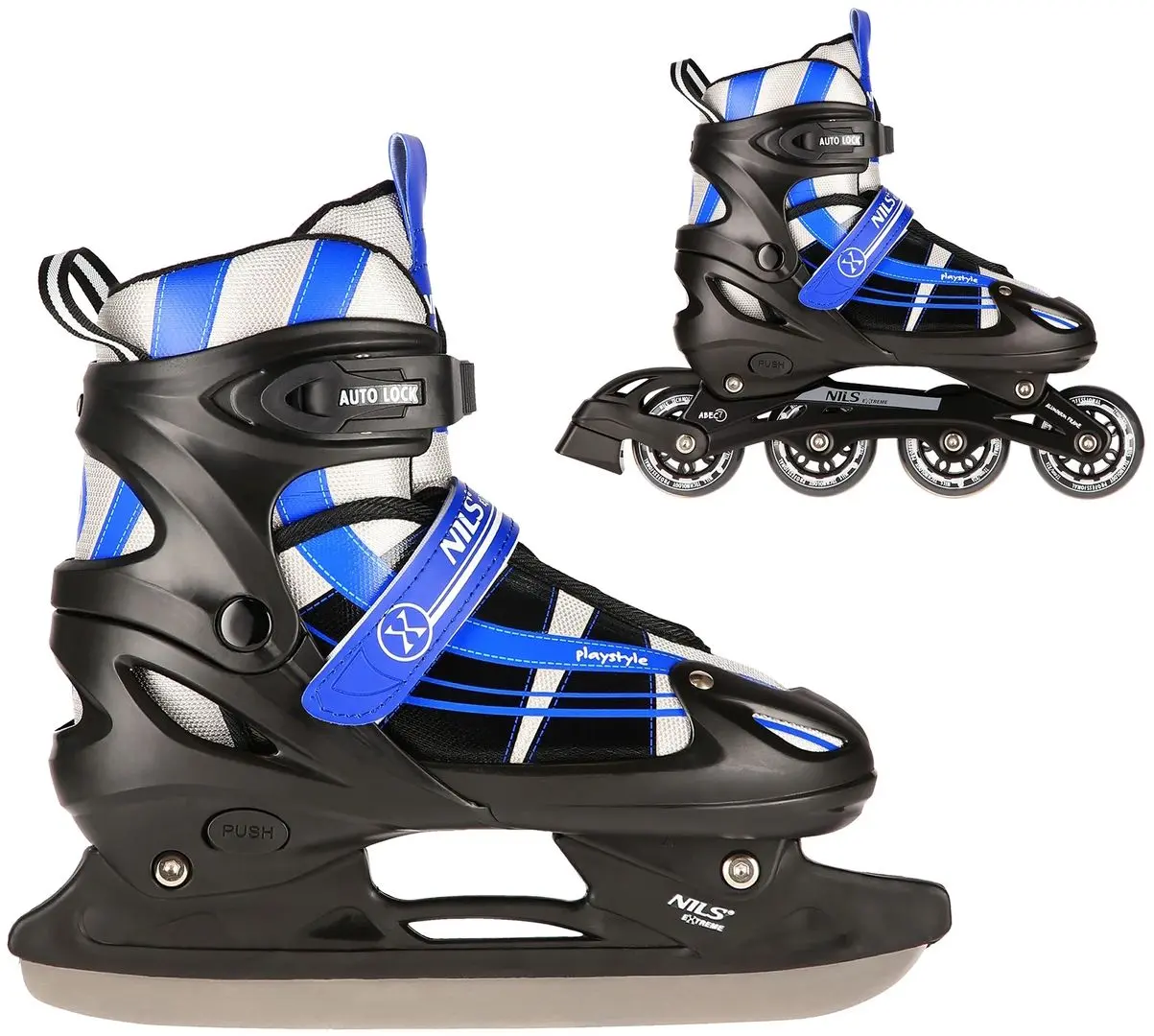 Patine cu rotile 2in1 Nils Extreme NH18366A M 35-38 (Black/Dark Blue)