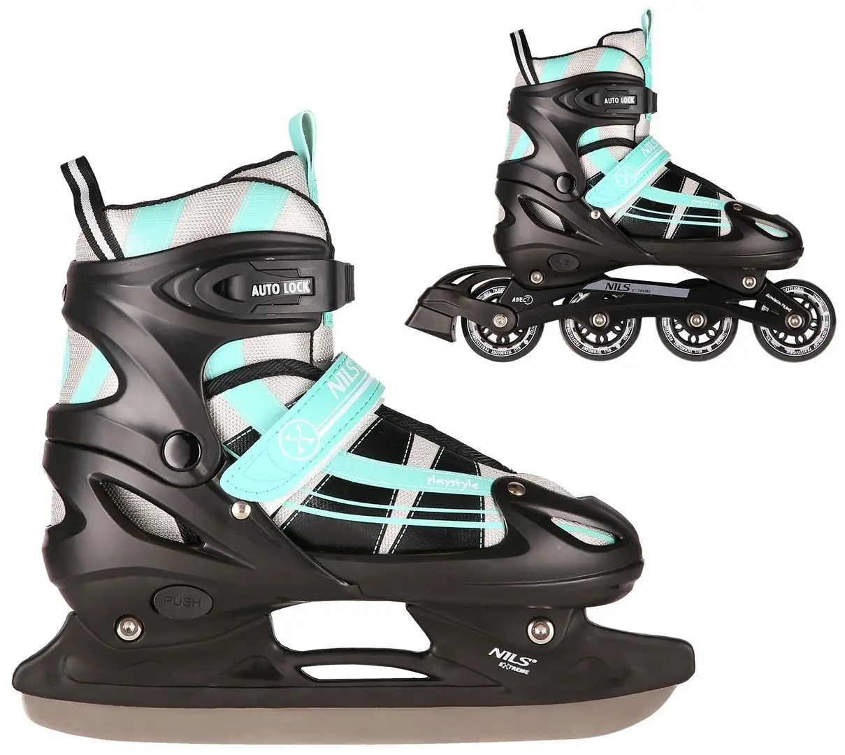 Patine cu rotile 2in1 Nils Extreme NH18366A M 35-38 (Blue/Green)