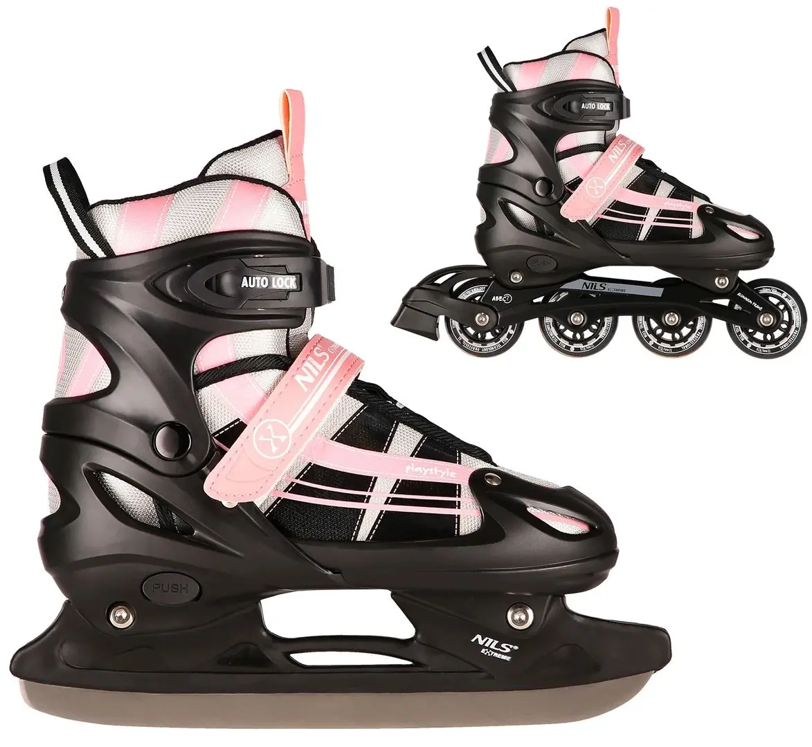 Patine cu rotile 2in1 Nils Extreme NH18366A M 35-38 (Pink/White)