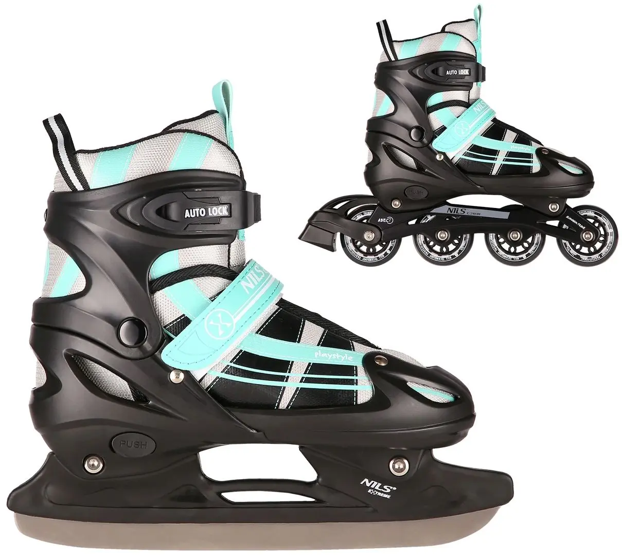 Patine cu rotile 2in1 Nils Extreme NH18366A S 31-34 (Blue/Green) - 4