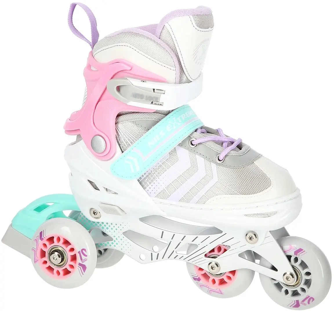 Роликовые коньки 4в1 Nils Extreme NH18192 M 34-38 (Pink/Grey)