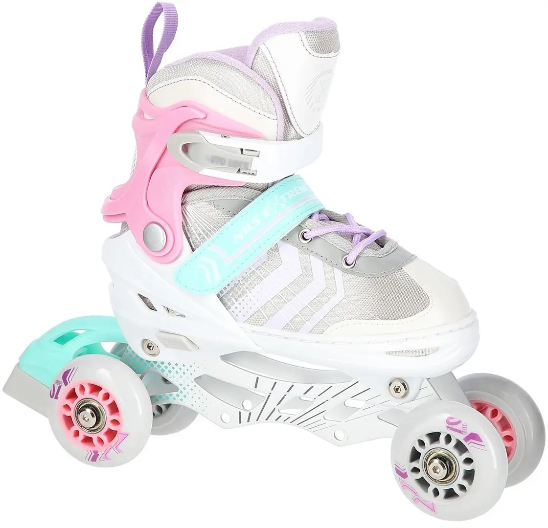 Роликовые коньки 4в1 Nils Extreme NH18192 M 34-38 (Pink/Grey)