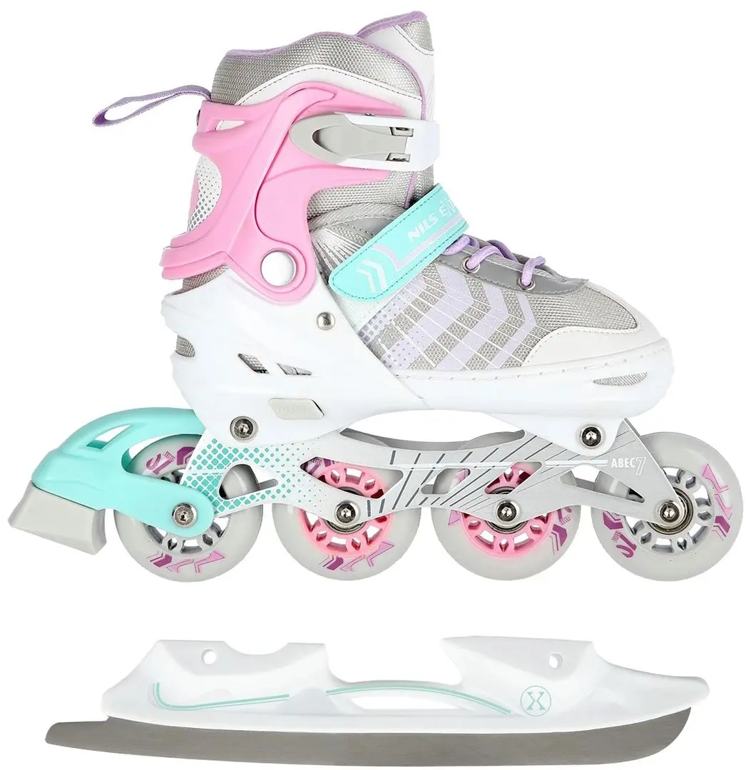 Роликовые коньки 4в1 Nils Extreme NH18192 M 34-38 (Pink/Grey)