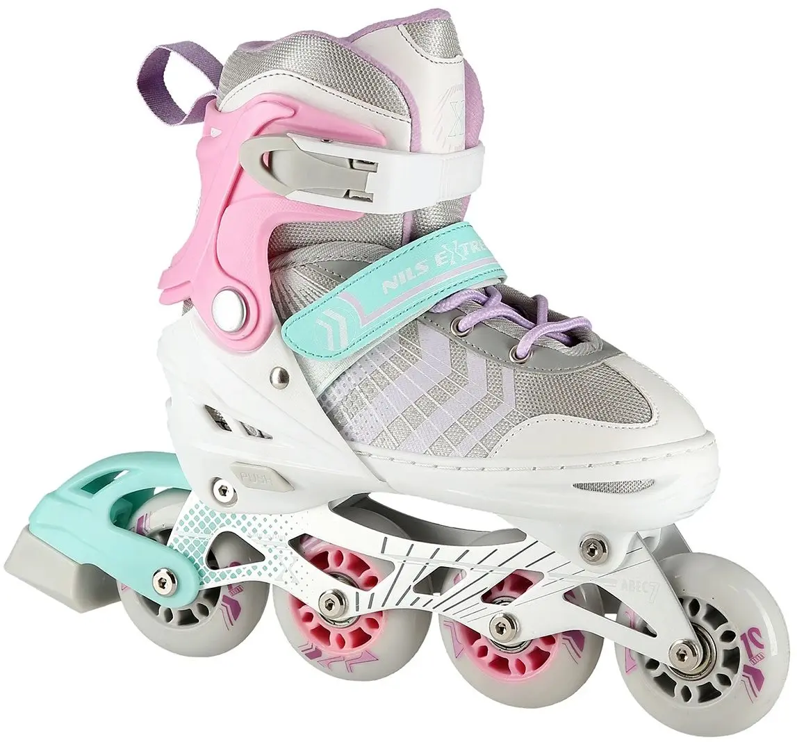 Роликовые коньки 4в1 Nils Extreme NH18192 M 34-38 (Pink/Grey)