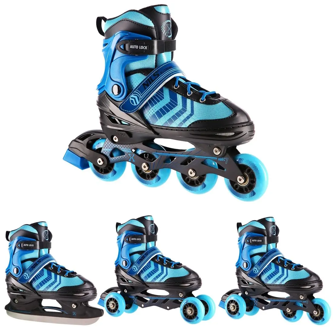 Роликовые коньки 4в1 Nils Extreme NH18192A M 34-38 (Black/Blue)