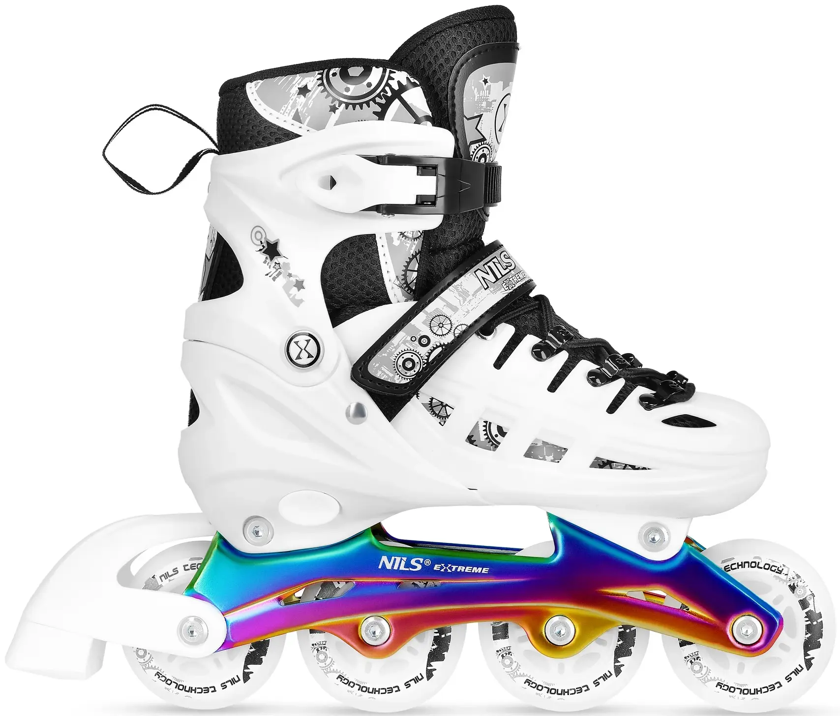Patine cu rotile 4in1 Nils Extreme Rainbow LED NH10905 M 35-38 (White) - 3