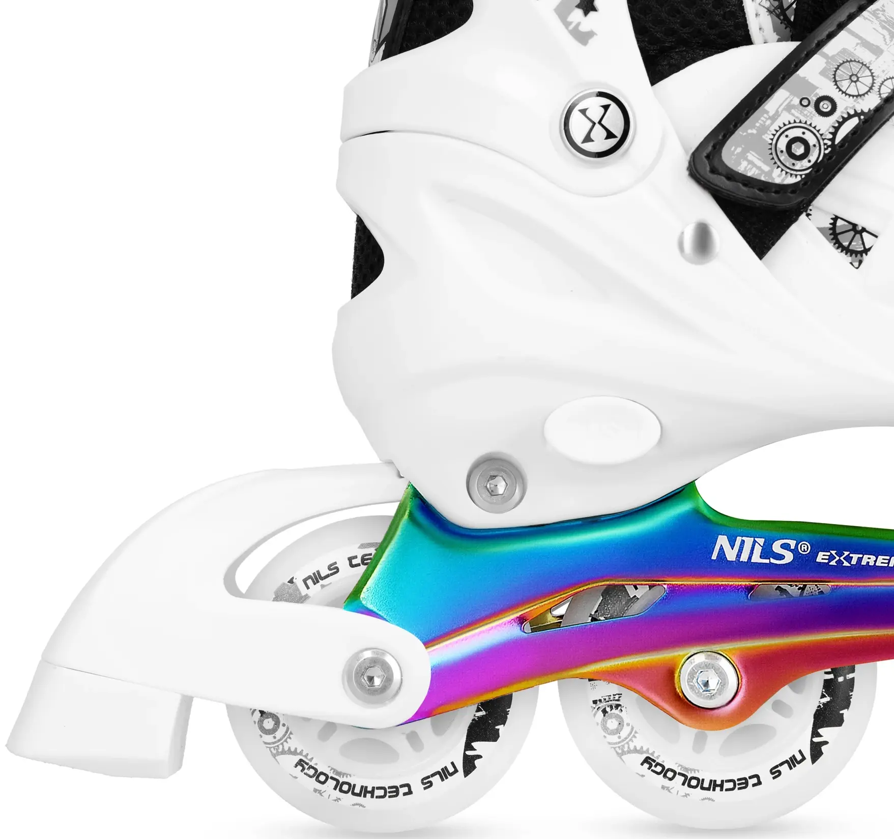Patine cu rotile 4in1 Nils Extreme Rainbow LED NH10905 M 35-38 (White) - 5