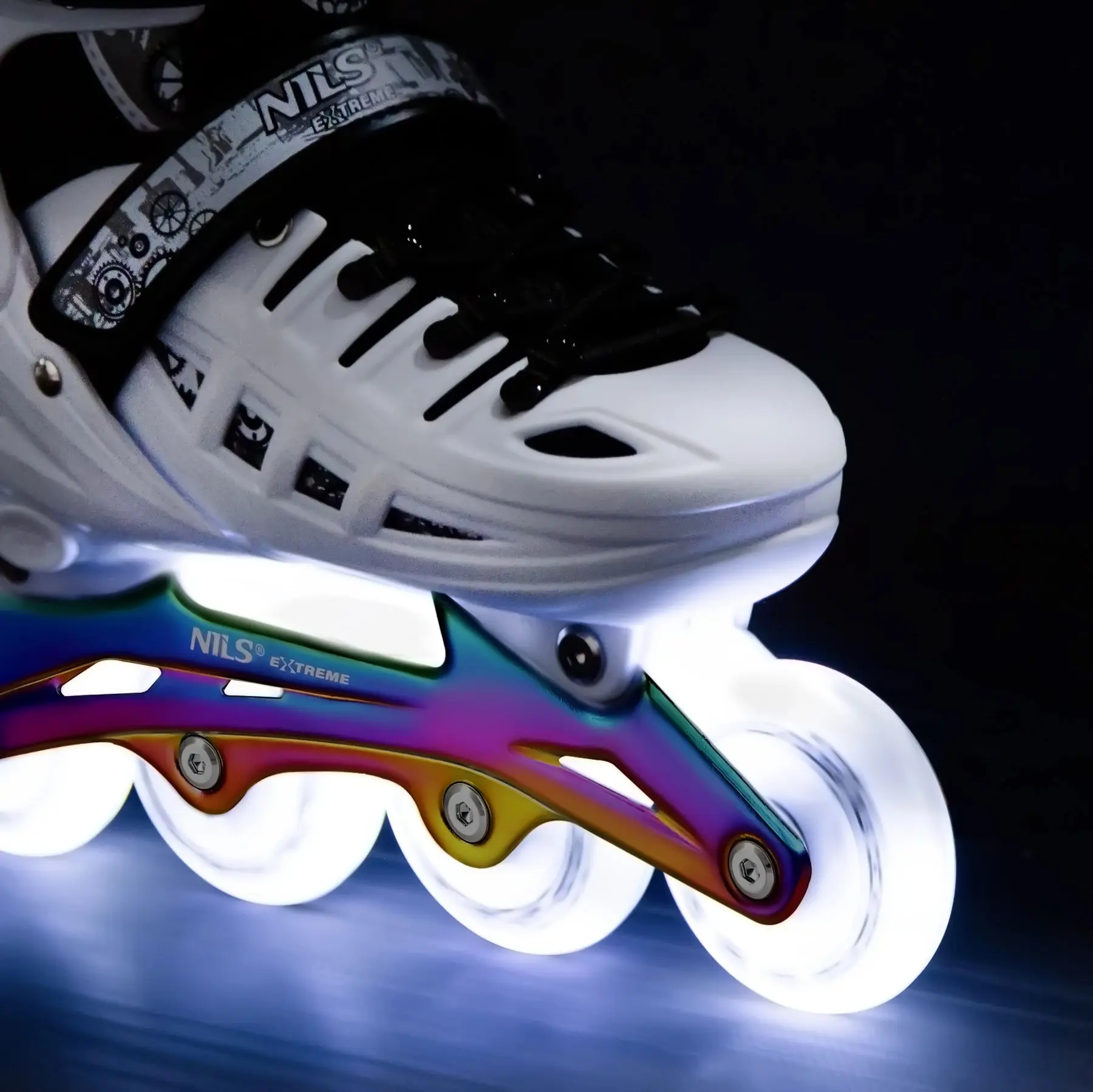 Patine cu rotile 4in1 Nils Extreme Rainbow LED NH10905 M 35-38 (White) - 8