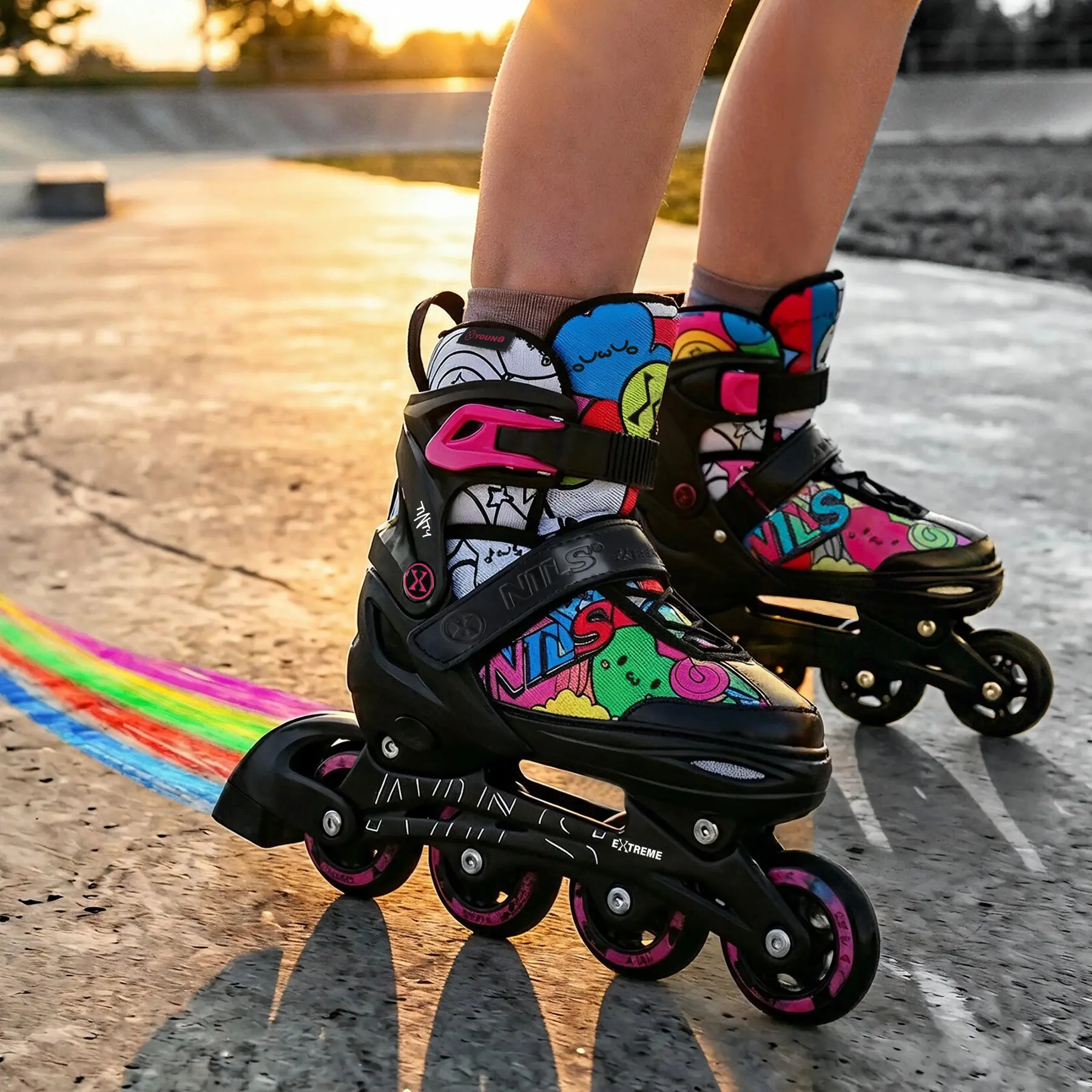 Patine cu rotile 4in1 Nils Extreme Tinty NH10907 S 31-34 (Pink) - 11