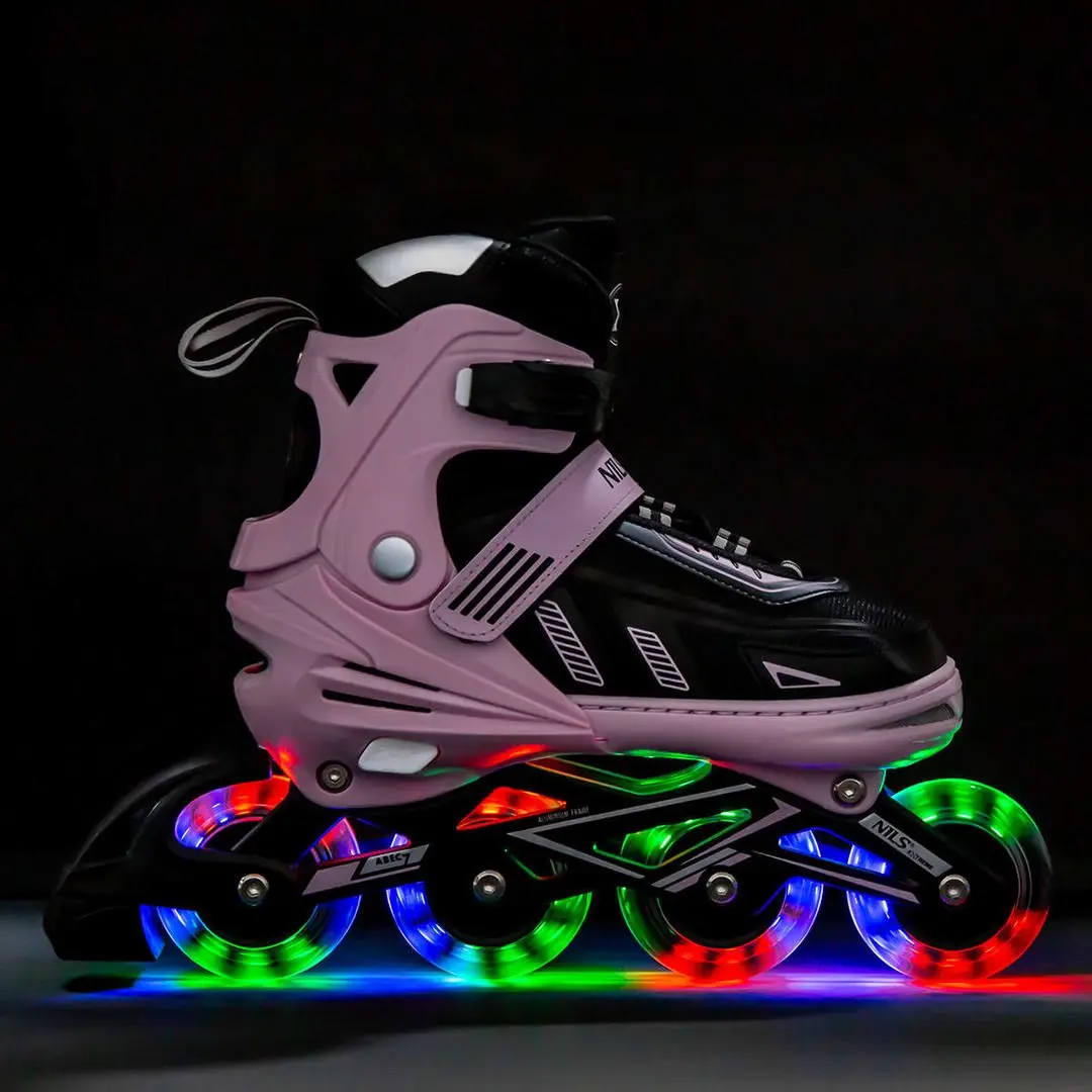 Роликовые коньки Nils Extreme NA11230A LED 35-38 (Pink/Black) - 6