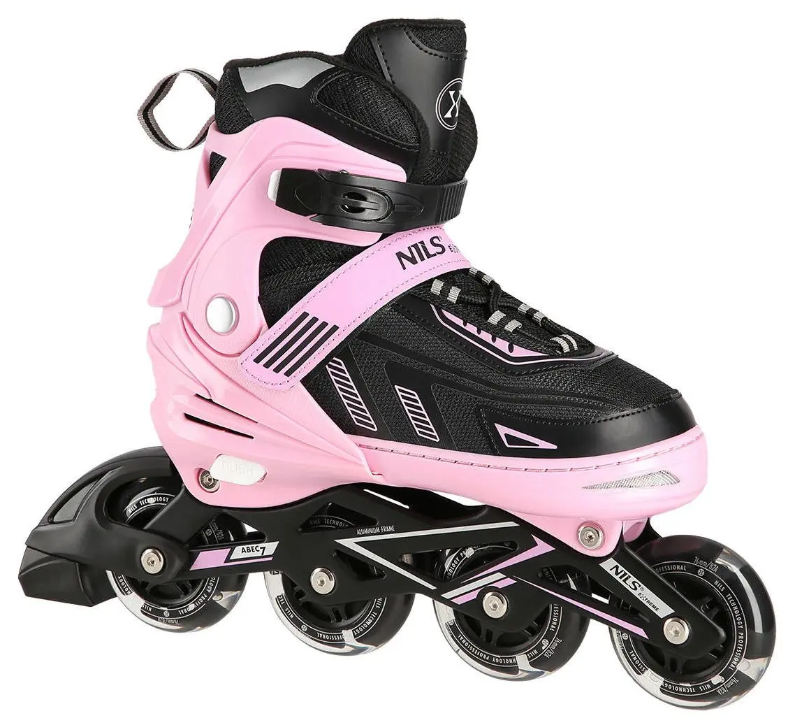 Роликовые коньки Nils Extreme NA11230A LED 35-38 (Pink/Black)