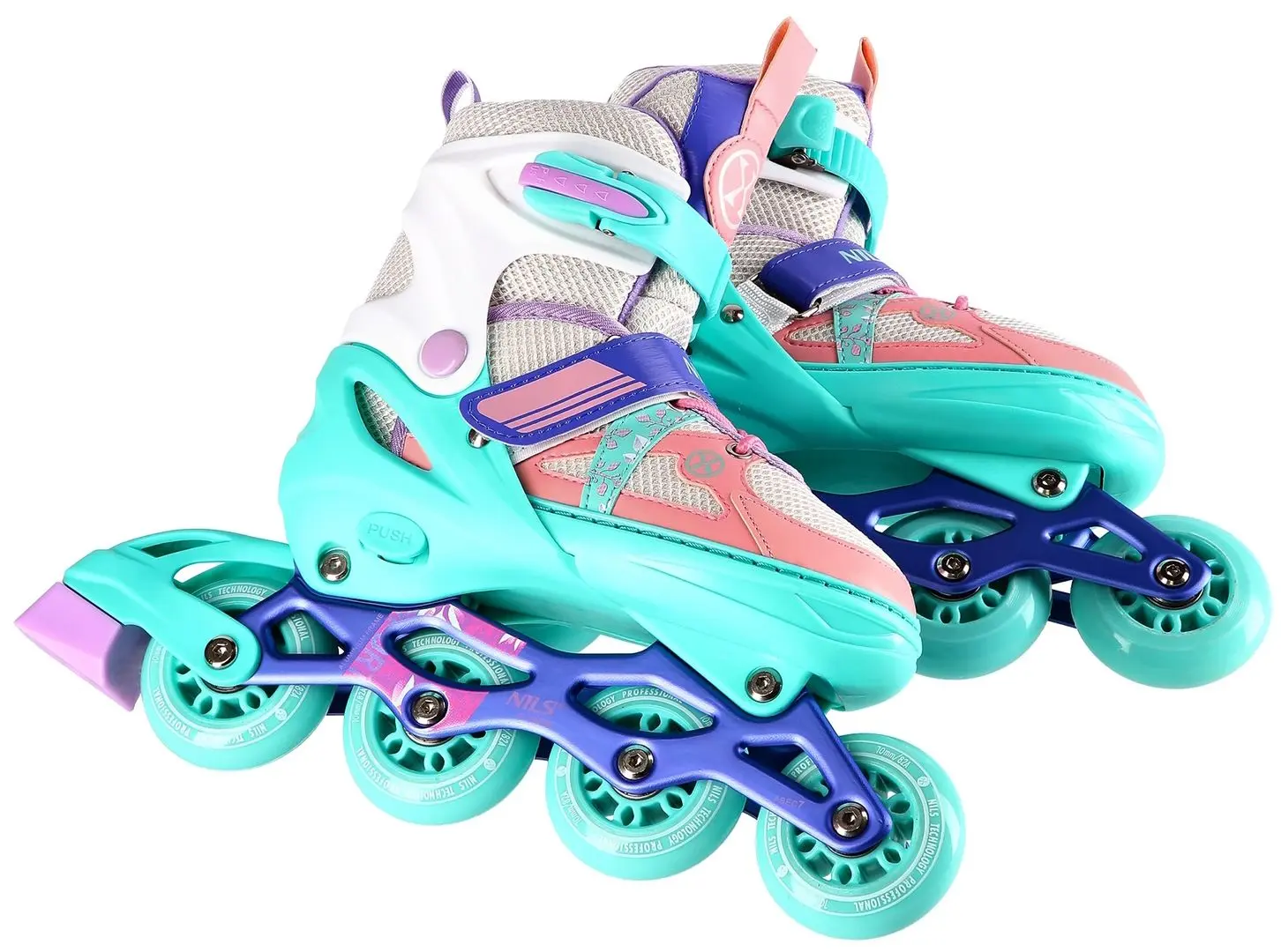 Patine cu rotile Nils Extreme NJ1828A M 35-38 (White/Mint)