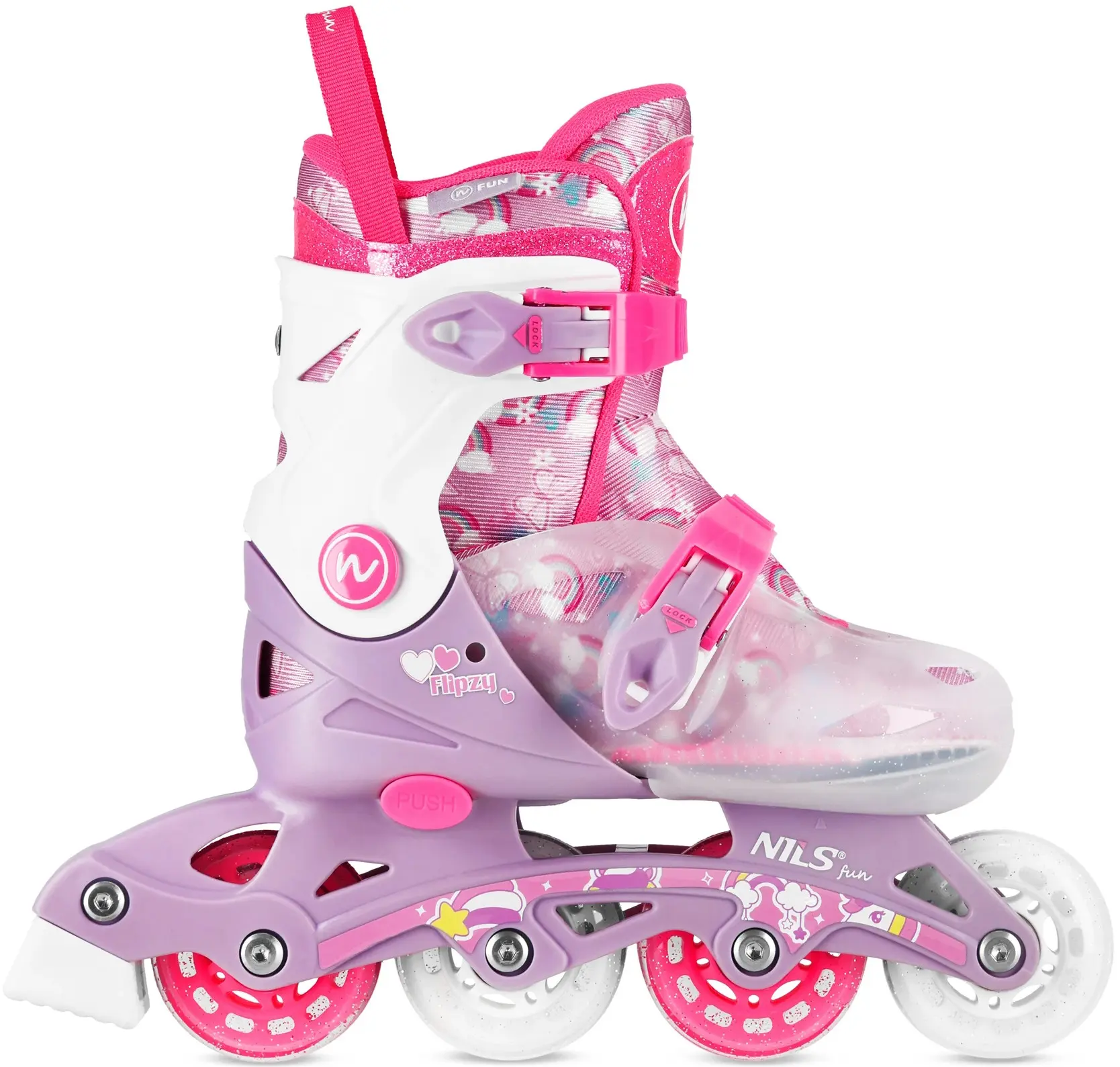 Patine cu rotile 2in1 Nils Fun Flipzy NJ1025 S 31-34 (Pink) - 2