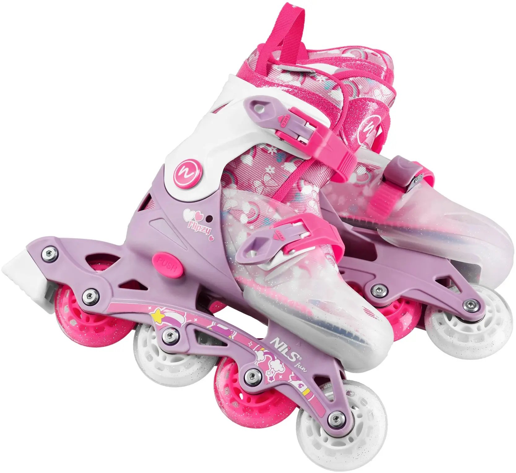 Patine cu rotile 2in1 Nils Fun Flipzy NJ1025 S 31-34 (Pink) - 5