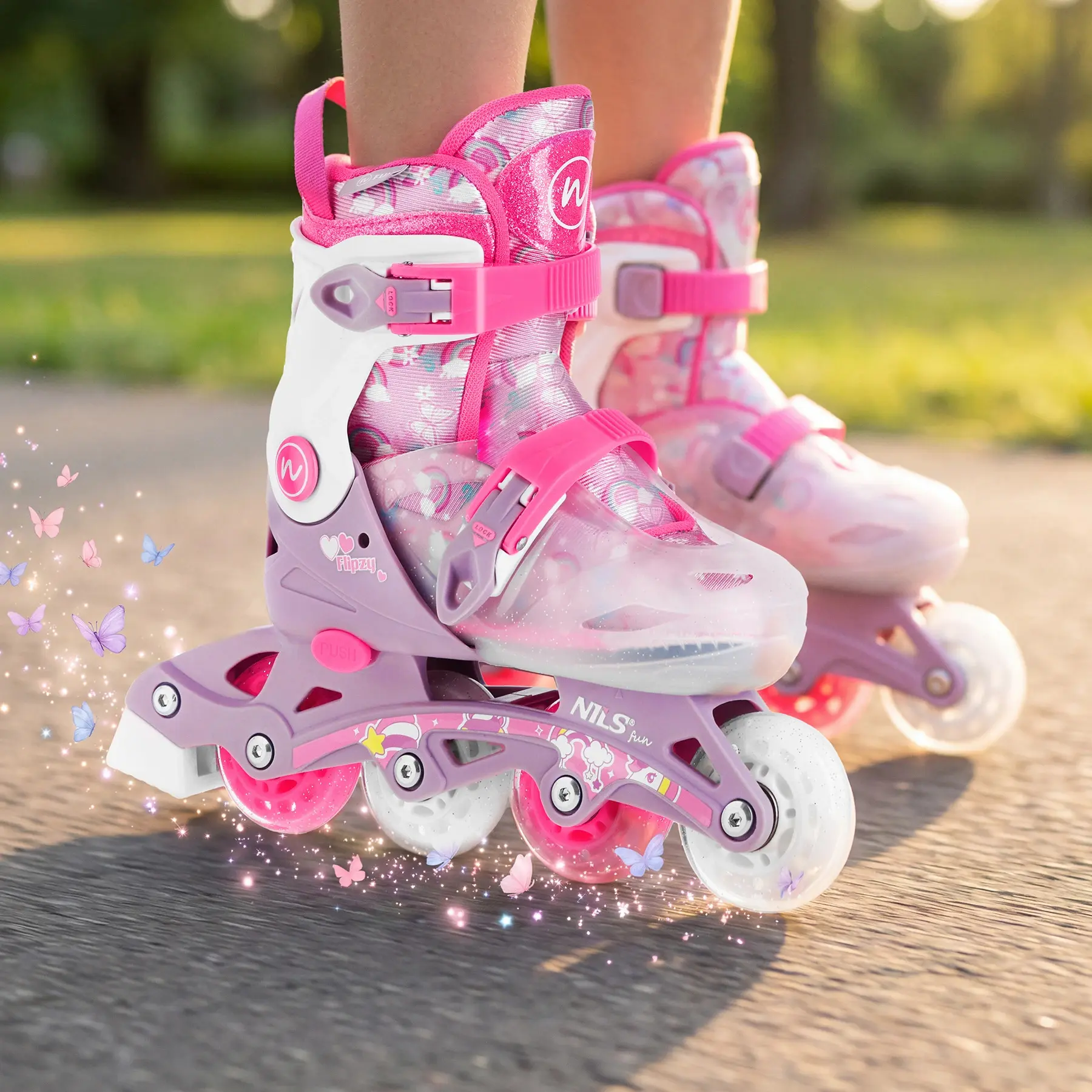 Patine cu rotile 2in1 Nils Fun Flipzy NJ1025 S 31-34 (Pink) - 9