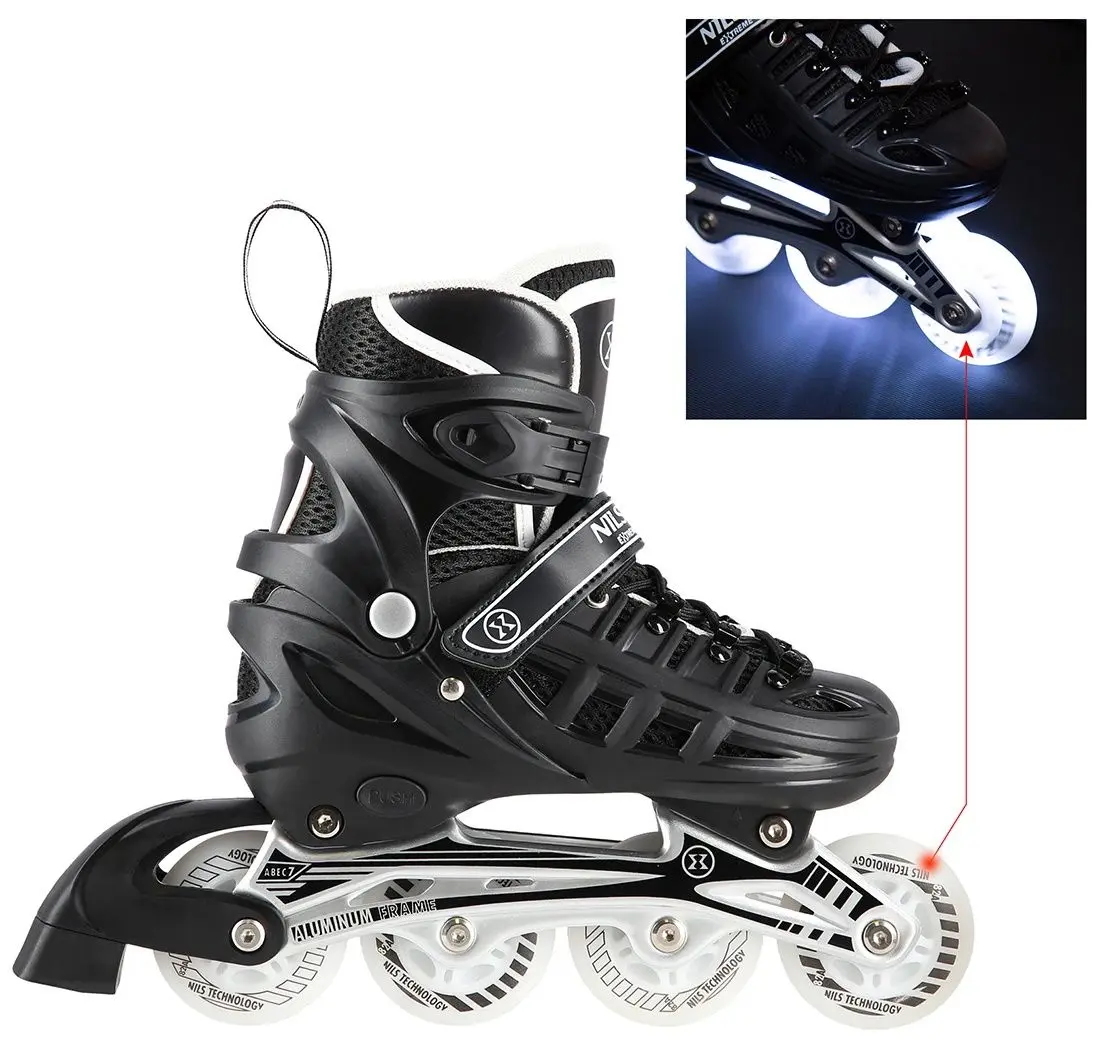 Роликовые коньки Nils Extreme 4in1 LED NH10905 39-42 (Black) - 2