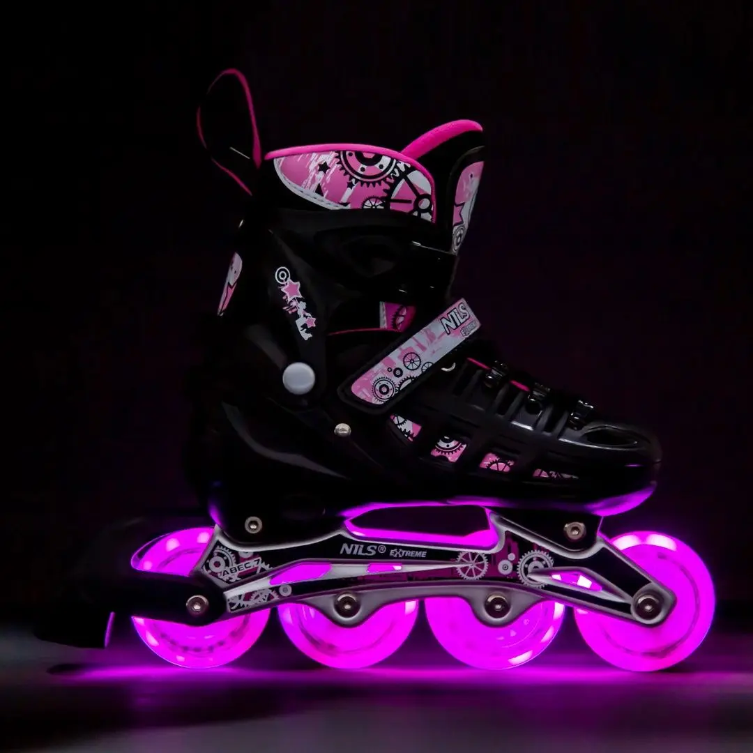 Patine cu rotile Nils Extreme 4in1 LED NH10905 39-42 (Black/Pink)