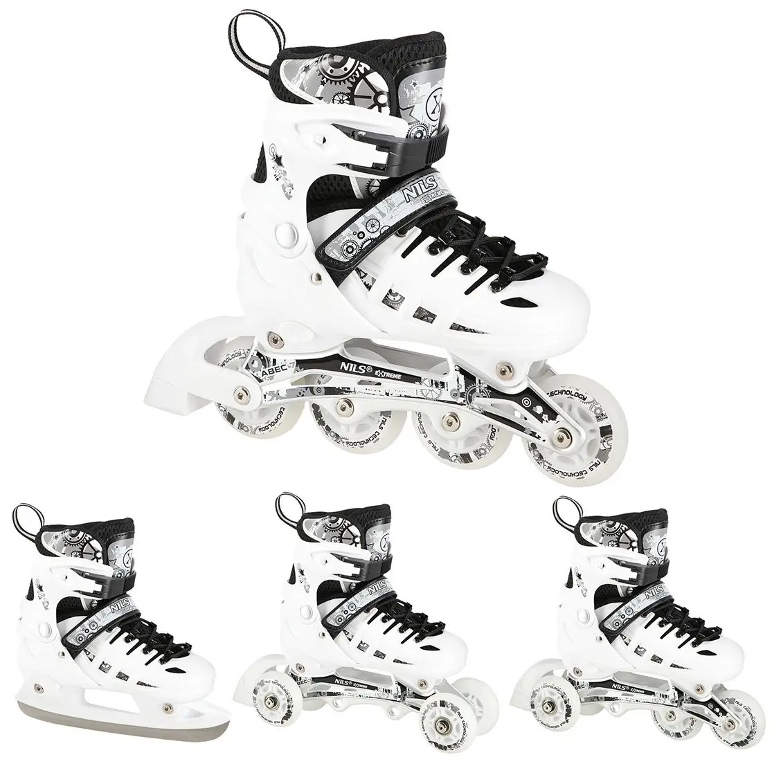 Роликовые коньки Nils Extreme 4in1 LED NH10905 39-42 (White) - 3