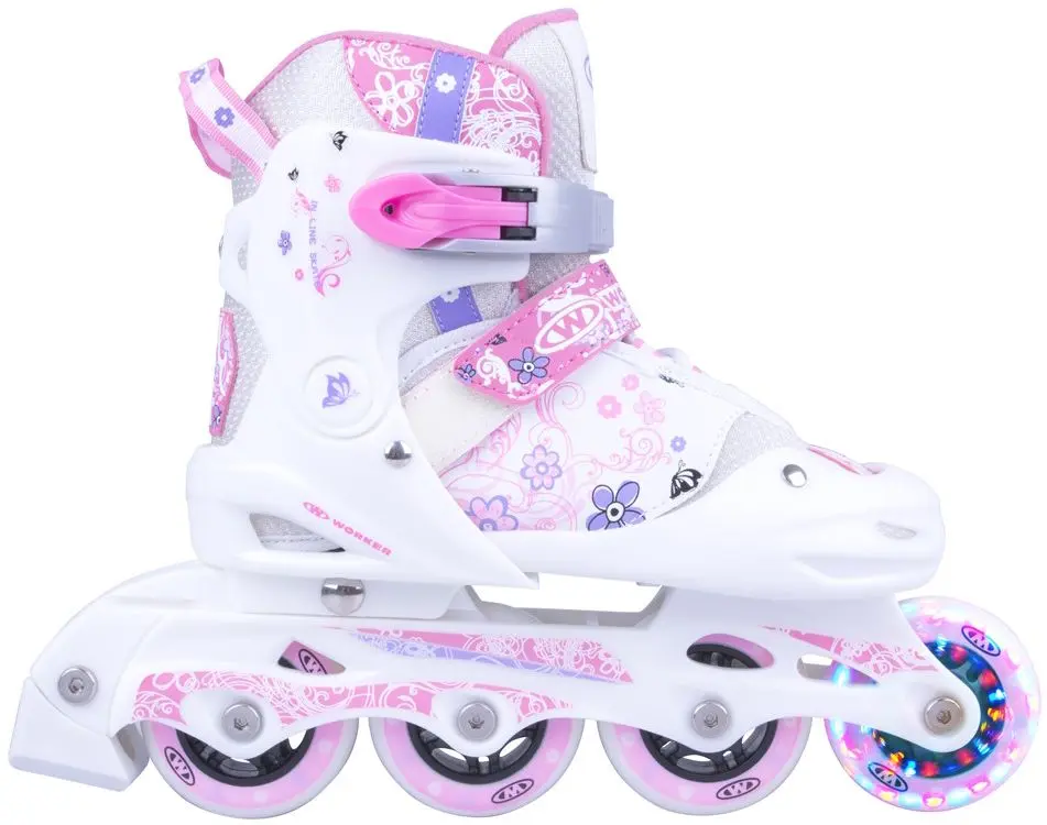 Patine cu rotile Worker Diane LED 31-34 (White/Pink)
