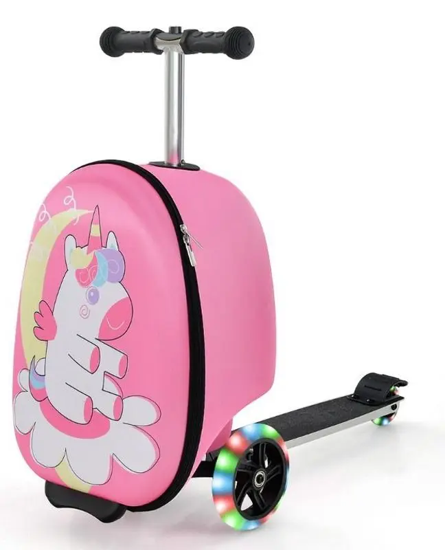 Детский чемодан-самокат 2в1 Costway TS10055DJ (Pink)