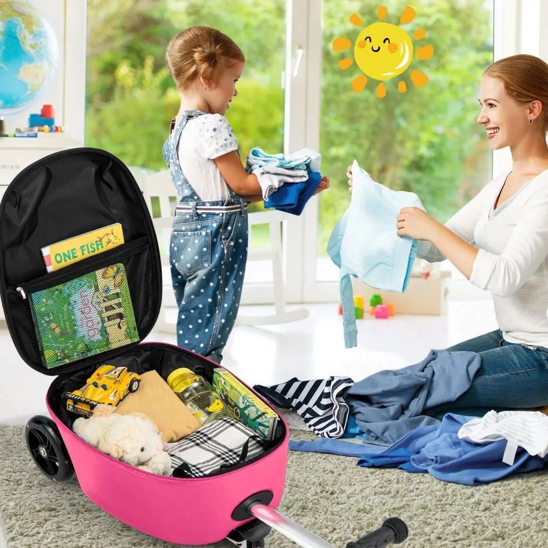 Детский чемодан-самокат 2в1 Costway TS10055PI (Pink) - 5